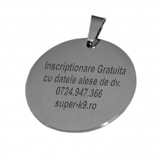 Medalion personalizat pentru caine, din Inox, CERC ARGINTIU