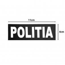 Patch POLITIA, vinilin, cu velcro pe spate