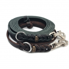 Lesa de dresaj piele 16mm latime accesorii INOX, SK9 Premium cu nod