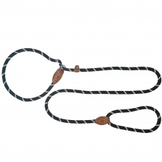 SK9 Lesă cordelină cu zgardă integrată, piele naturală, control anti-tragere, câini mari