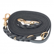 Lesă SK9 din piele naturală cu alamă, 16mm, reglabilă 250 cm